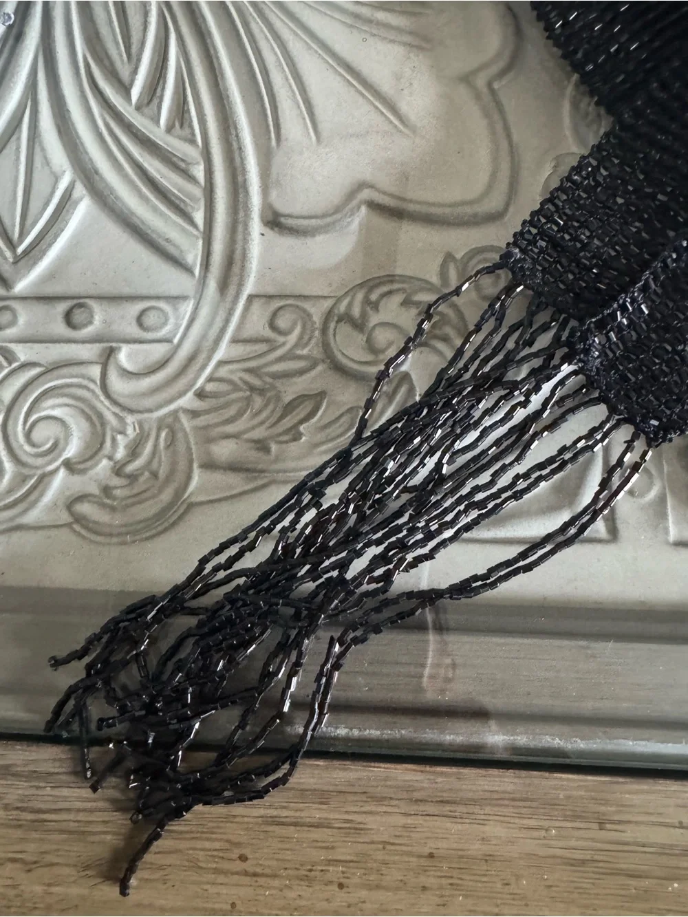 Black Beaded Fringe Belt - Sleek Evening Accessory